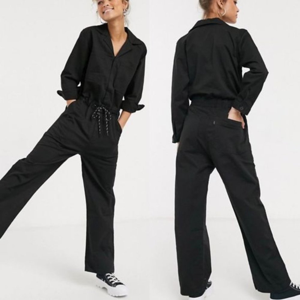 ASOS Black Utility Long Sleeve Jumpsuit